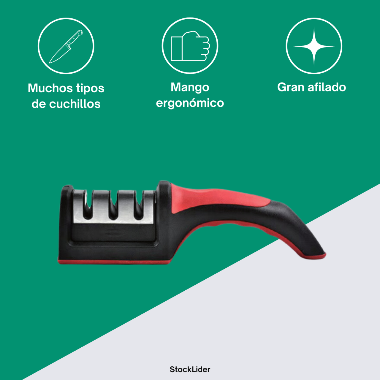 Afilador de cuchillos versátil de 3 etapas