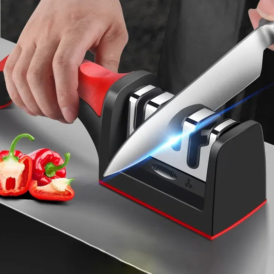 Afilador de cuchillos versátil de 3 etapas