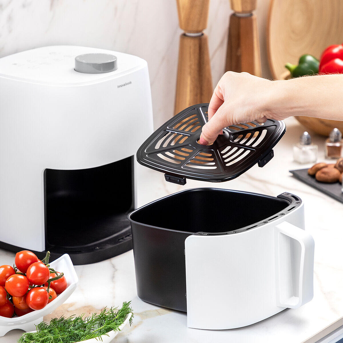 Freidora de Aire Blanca 1200W Compacta 2 L